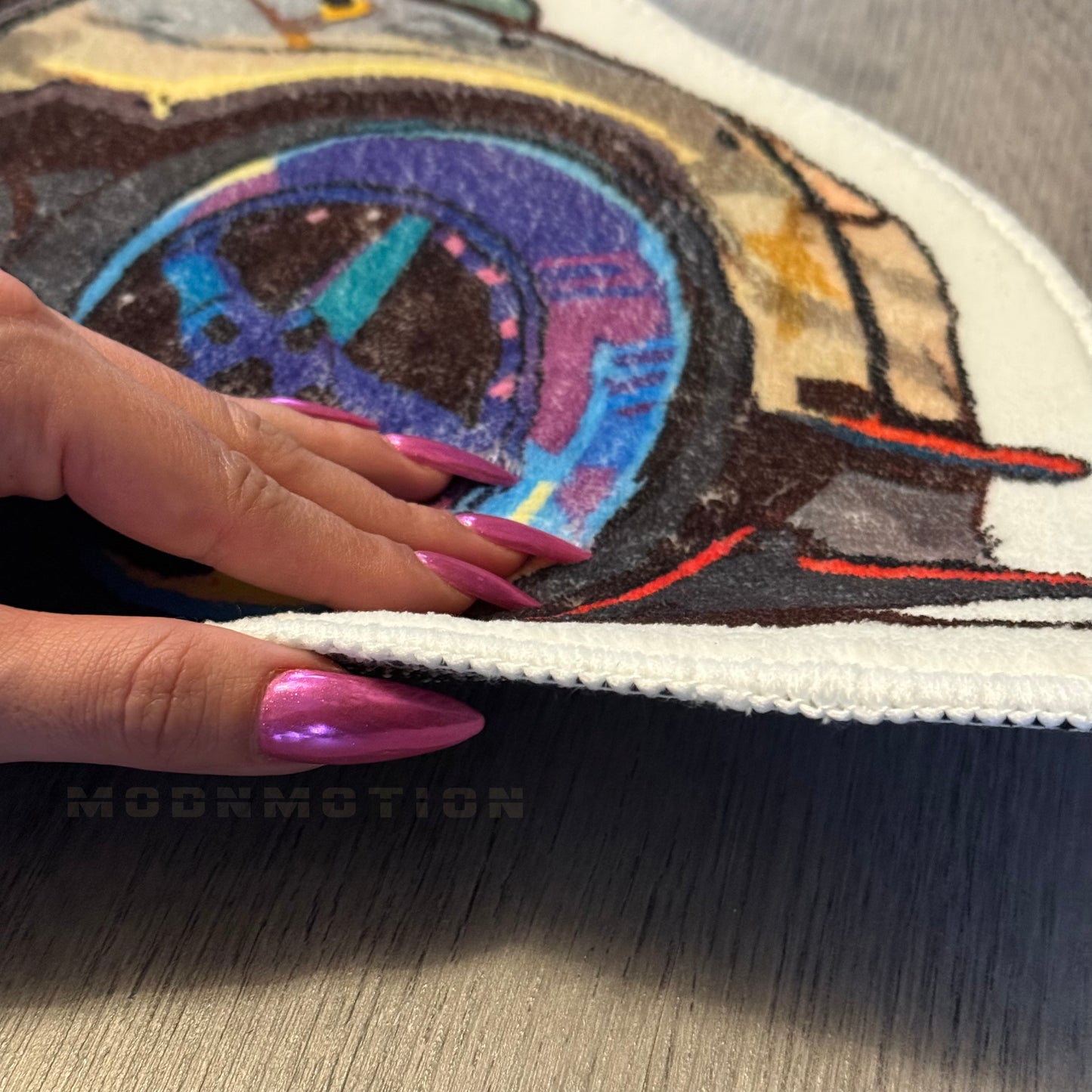 YELLOW SPORT CAR SHAPE DECORATION RUG