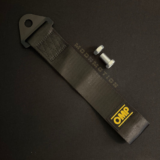 OMP STYLE BLACK CAR TOW STRAP