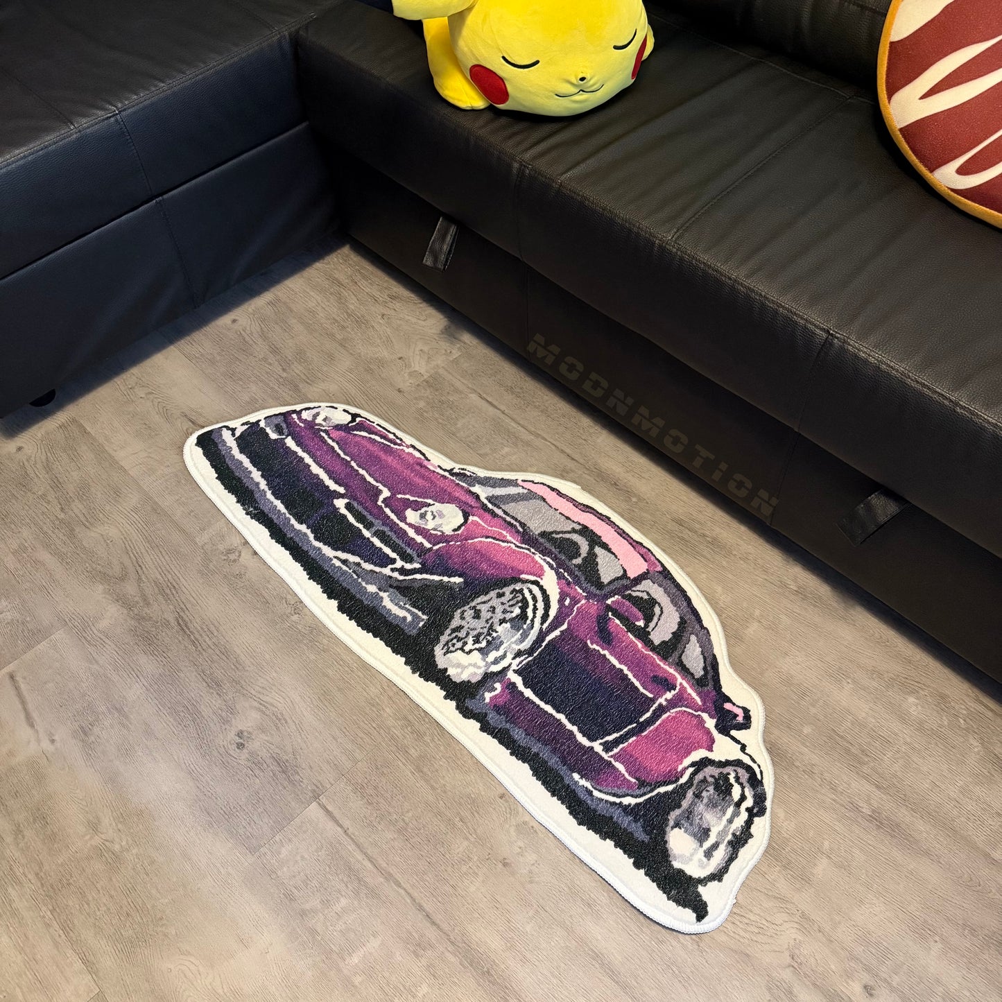 PURPLE SPORT CAR SHAPE DECORATION RUG
