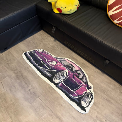 PURPLE SPORT CAR SHAPE DECORATION RUG
