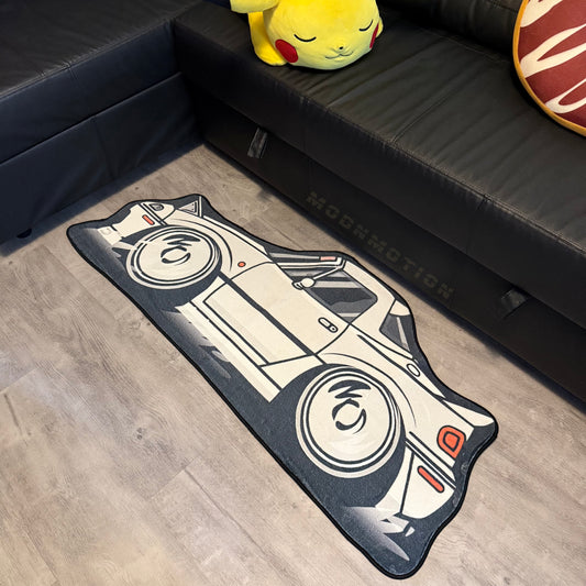 WHITE MIATA CAR SHAPE DECORATION RUG