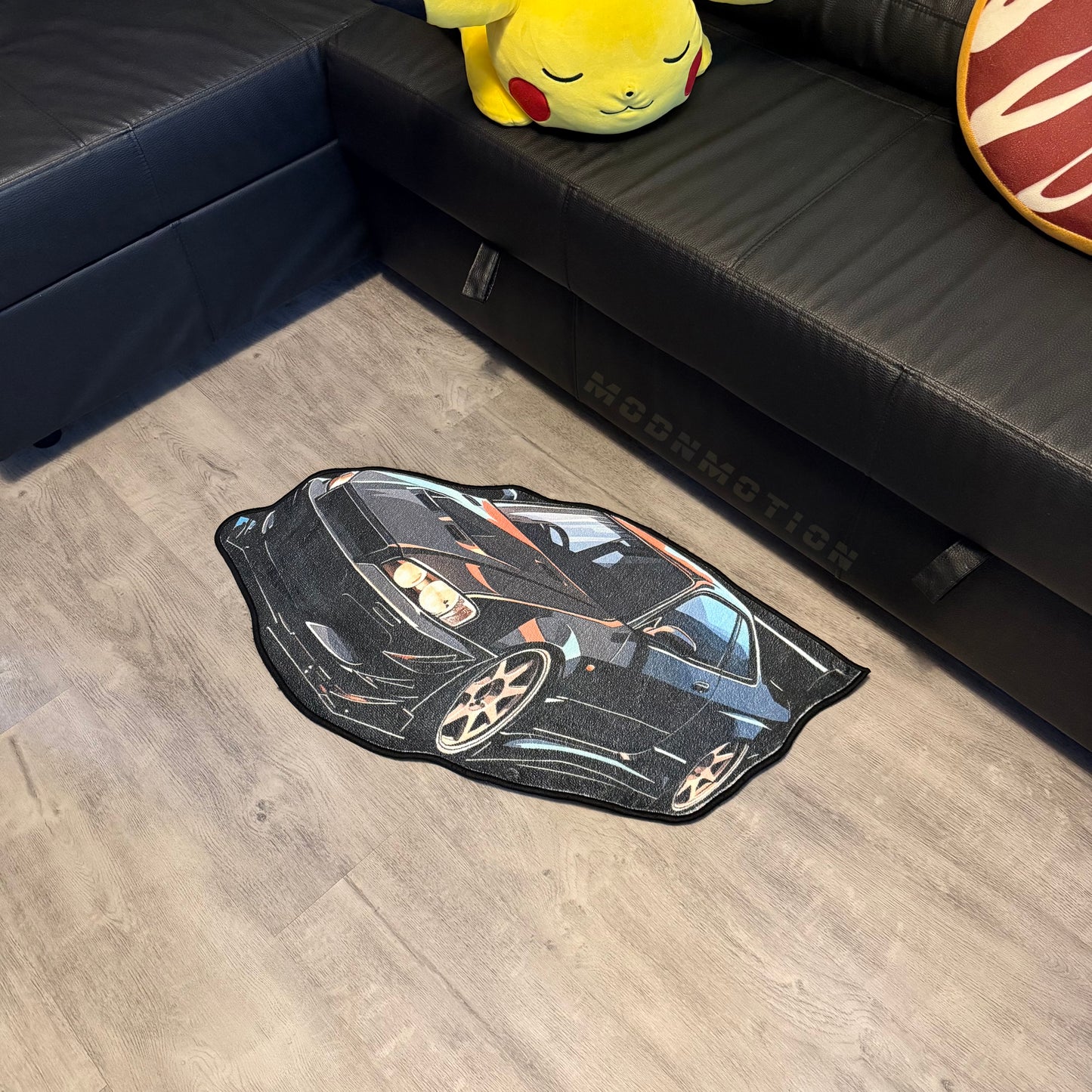 BLACK R34 CAR SHAPE DECORATION RUG