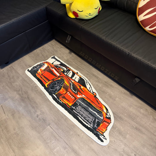 ORANGE R35 CAR SHAPE DECORATION RUG